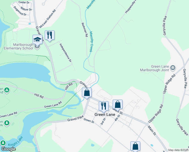map of restaurants, bars, coffee shops, grocery stores, and more near 759 Lumber Street in Green Lane