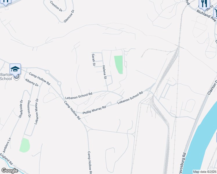 map of restaurants, bars, coffee shops, grocery stores, and more near 129 Holiday Drive in West Mifflin