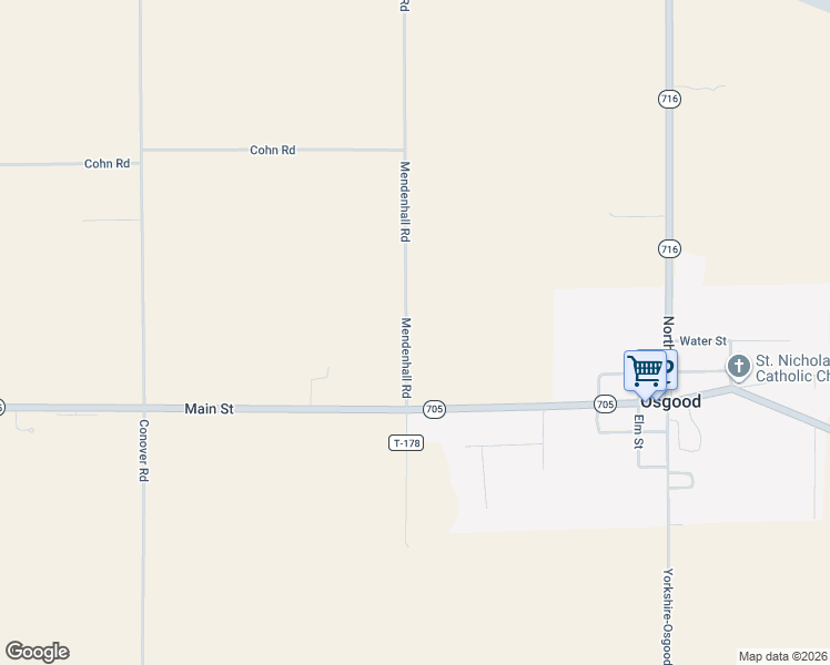 map of restaurants, bars, coffee shops, grocery stores, and more near 14571 Township Highway T-178 in Yorkshire