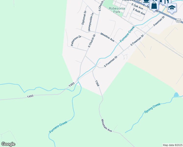 map of restaurants, bars, coffee shops, grocery stores, and more near 55 Furnace St in Robesonia