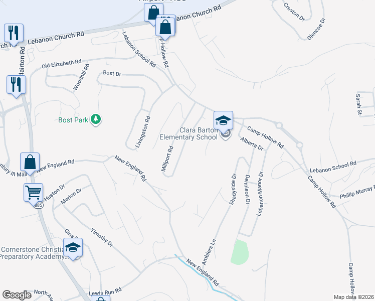 map of restaurants, bars, coffee shops, grocery stores, and more near 207 Skyport Road in West Mifflin