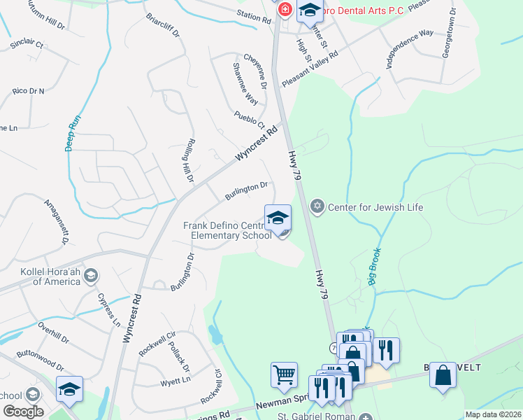 map of restaurants, bars, coffee shops, grocery stores, and more near 1 Atlantic Court in Marlboro