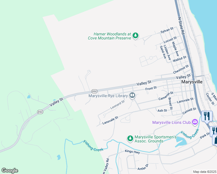 map of restaurants, bars, coffee shops, grocery stores, and more near 729 Valley Rd in Marysville