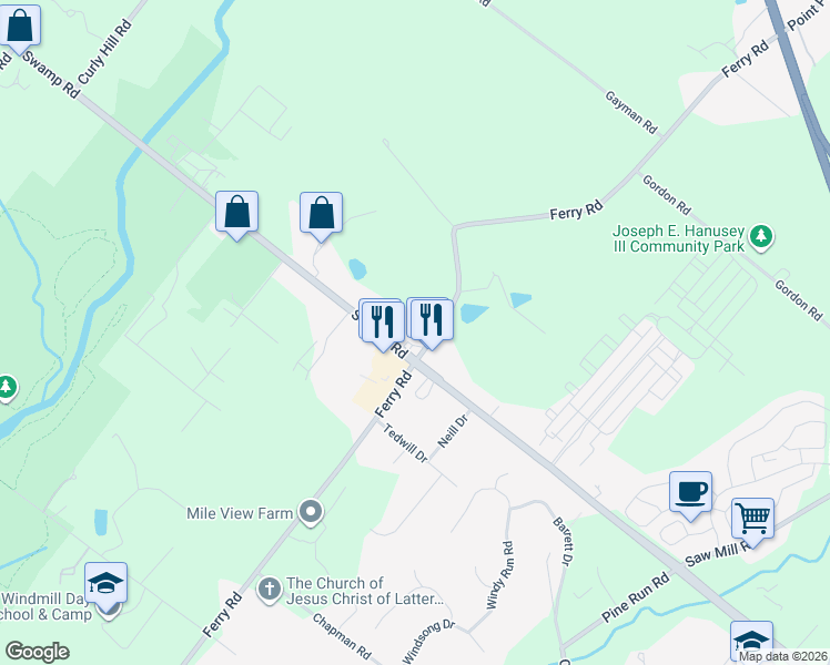 map of restaurants, bars, coffee shops, grocery stores, and more near 5039 Swamp Road in Fountainville