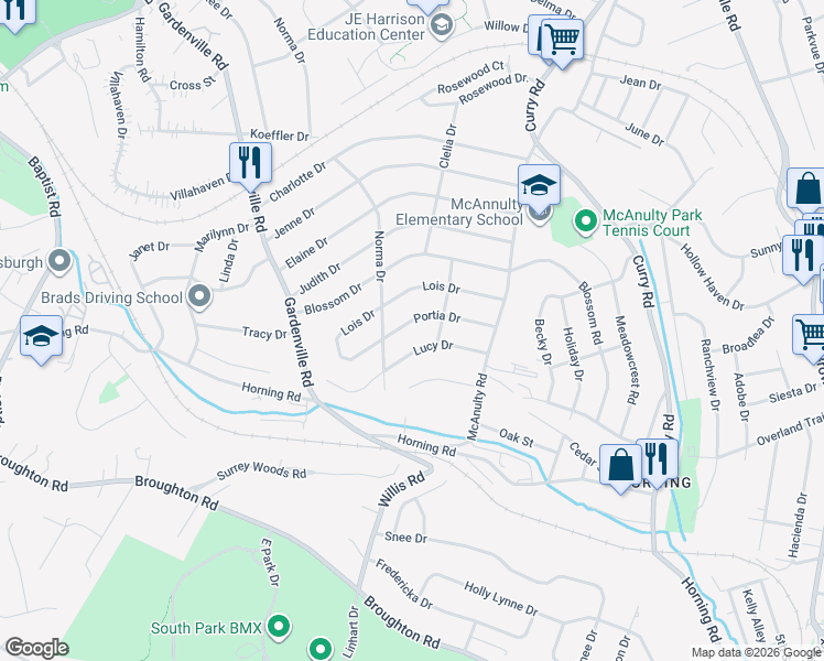 map of restaurants, bars, coffee shops, grocery stores, and more near 524 Portia Drive in Pittsburgh