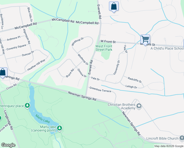map of restaurants, bars, coffee shops, grocery stores, and more near 235 Yale Drive in Middletown