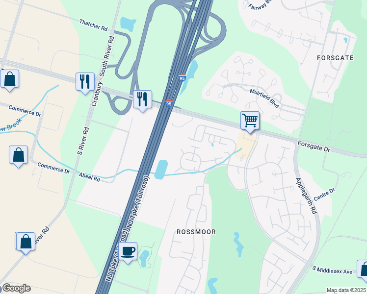 map of restaurants, bars, coffee shops, grocery stores, and more near 297O Stratford Lane in Monroe Township