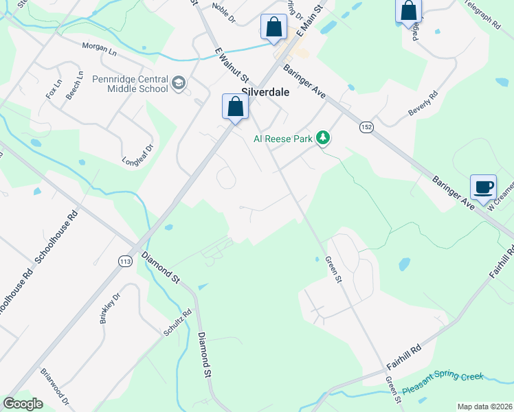 map of restaurants, bars, coffee shops, grocery stores, and more near 117 Oak Drive in Sellersville