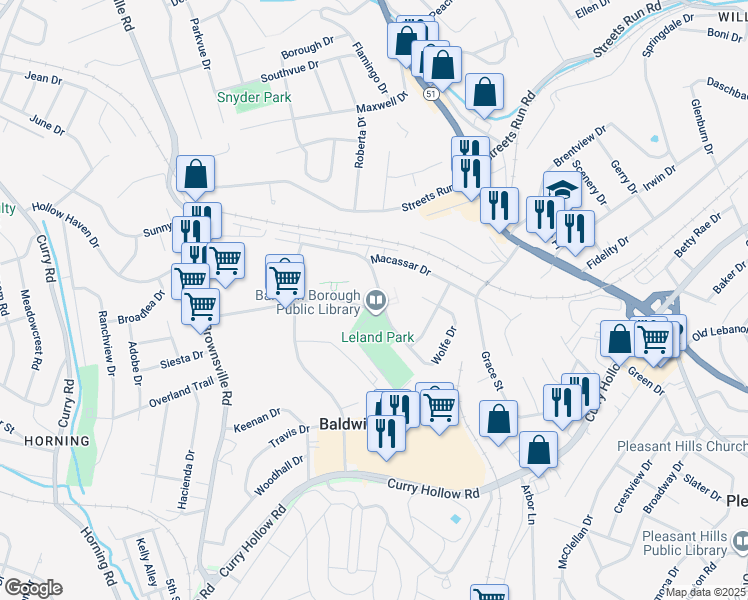 map of restaurants, bars, coffee shops, grocery stores, and more near 411 Knoedler Road in Pittsburgh