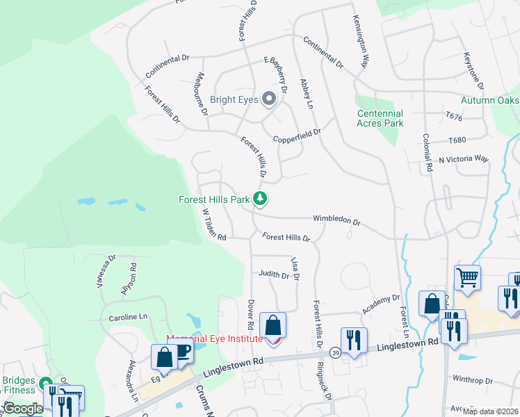 map of restaurants, bars, coffee shops, grocery stores, and more near 4100 Wimbledon Drive in Harrisburg