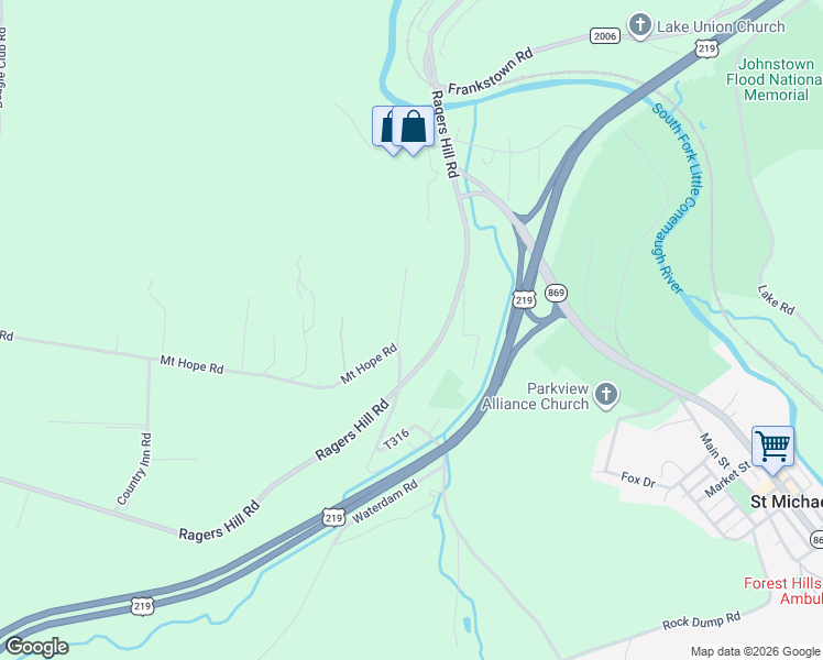 map of restaurants, bars, coffee shops, grocery stores, and more near 100-198 Blackberry Dr in South Fork