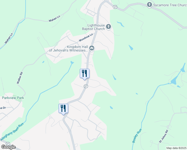 map of restaurants, bars, coffee shops, grocery stores, and more near 2632 Eldersville Rd in Follansbee