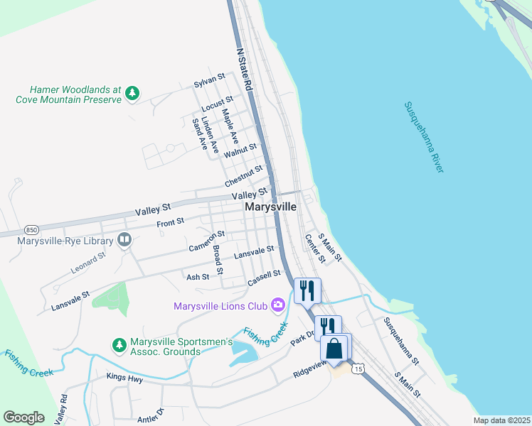 map of restaurants, bars, coffee shops, grocery stores, and more near in Marysville
