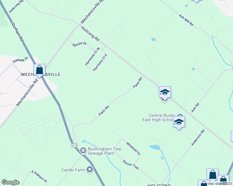 map of restaurants, bars, coffee shops, grocery stores, and more near 5100 Paist Road in Doylestown