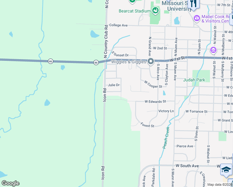map of restaurants, bars, coffee shops, grocery stores, and more near 1160 Andrew Drive in Maryville