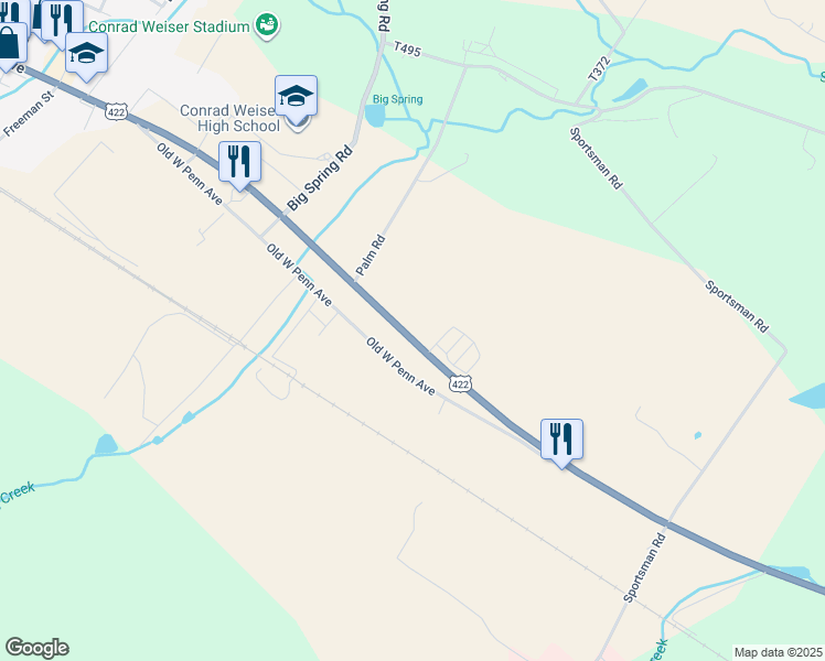 map of restaurants, bars, coffee shops, grocery stores, and more near 6821 Penn Ave in Wernersville