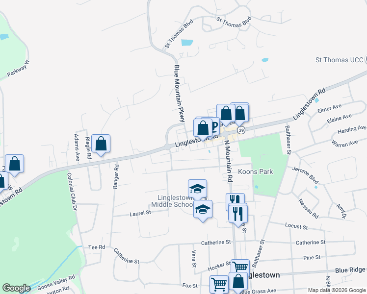 map of restaurants, bars, coffee shops, grocery stores, and more near 5913 Linglestown Road in Harrisburg