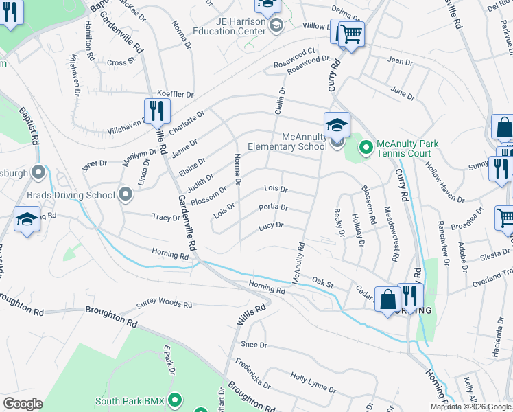 map of restaurants, bars, coffee shops, grocery stores, and more near 524 Portia Drive in Pittsburgh