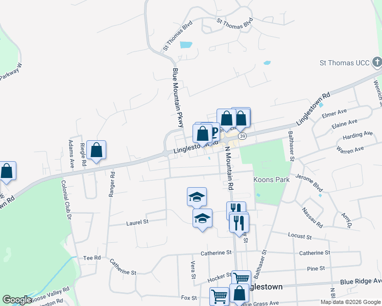 map of restaurants, bars, coffee shops, grocery stores, and more near 5913 Linglestown Road in Harrisburg