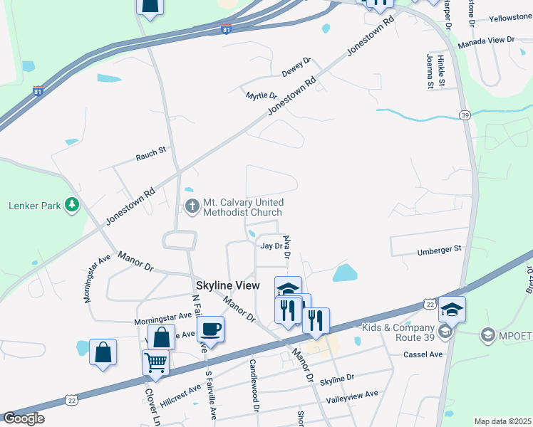 map of restaurants, bars, coffee shops, grocery stores, and more near 7734 Baseshore Dr in Harrisburg