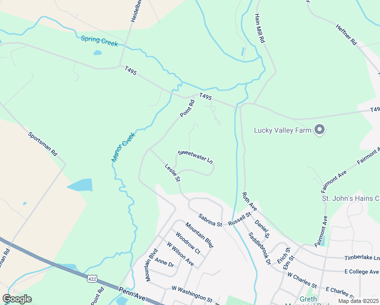 map of restaurants, bars, coffee shops, grocery stores, and more near 57 Sweetwater Lane in Wernersville