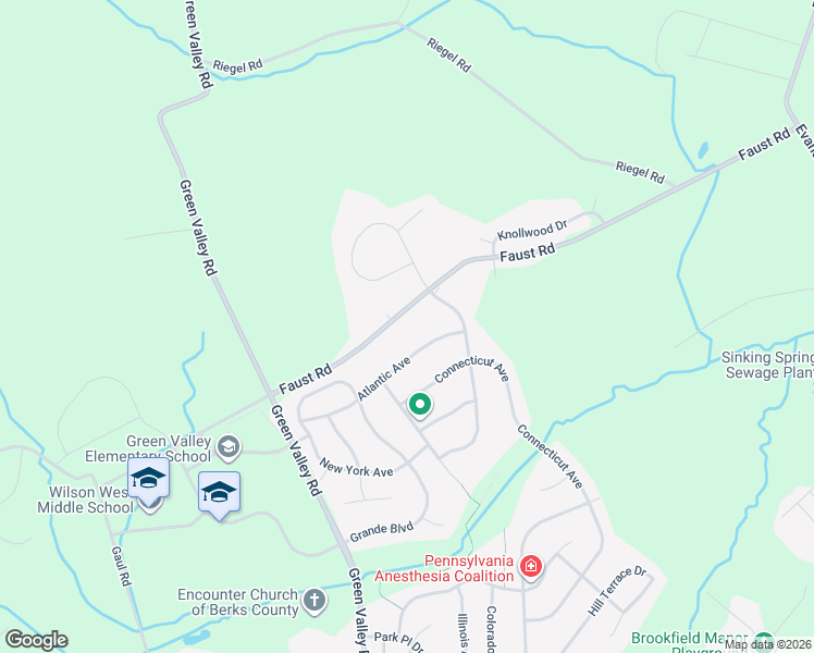 map of restaurants, bars, coffee shops, grocery stores, and more near 316 Faust Road in Sinking Spring