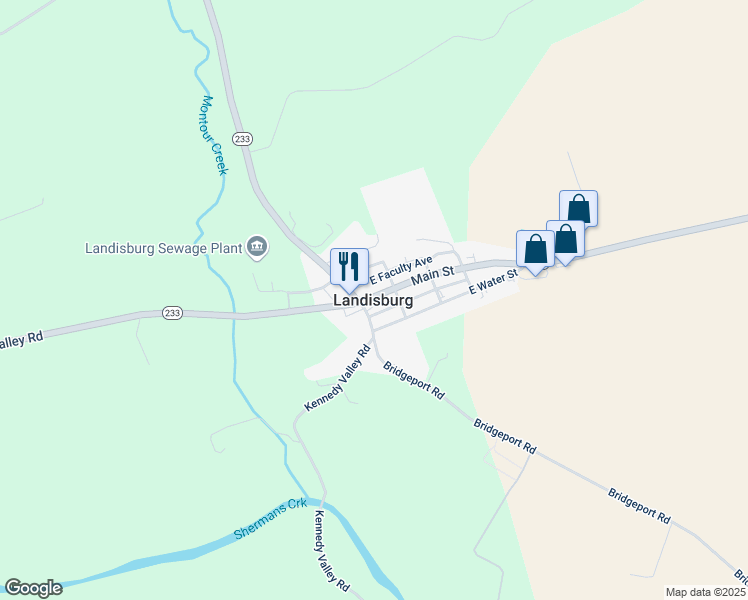 map of restaurants, bars, coffee shops, grocery stores, and more near in Landisburg