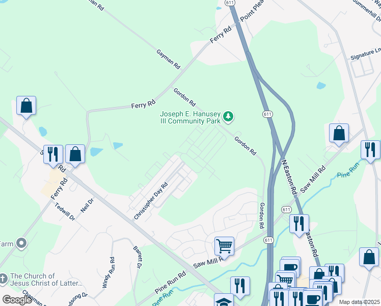 map of restaurants, bars, coffee shops, grocery stores, and more near 4763 Bishop Circle in Doylestown