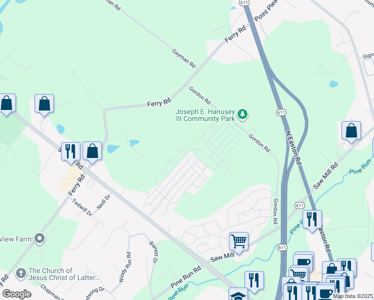 map of restaurants, bars, coffee shops, grocery stores, and more near 3838 Jacob Stout Road in Doylestown