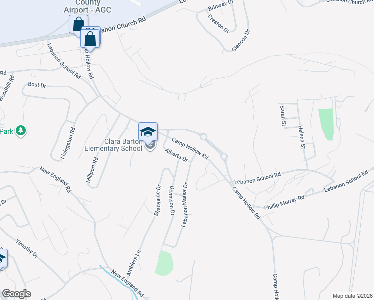 map of restaurants, bars, coffee shops, grocery stores, and more near 788 Camp Hollow Road in West Mifflin