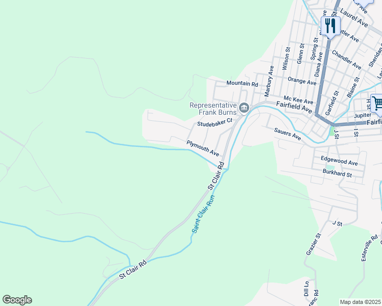 map of restaurants, bars, coffee shops, grocery stores, and more near 35-41 Plymouth Ave in Johnstown