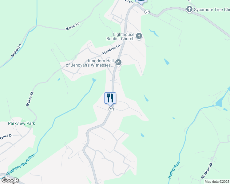 map of restaurants, bars, coffee shops, grocery stores, and more near 2632 Eldersville Road in Follansbee