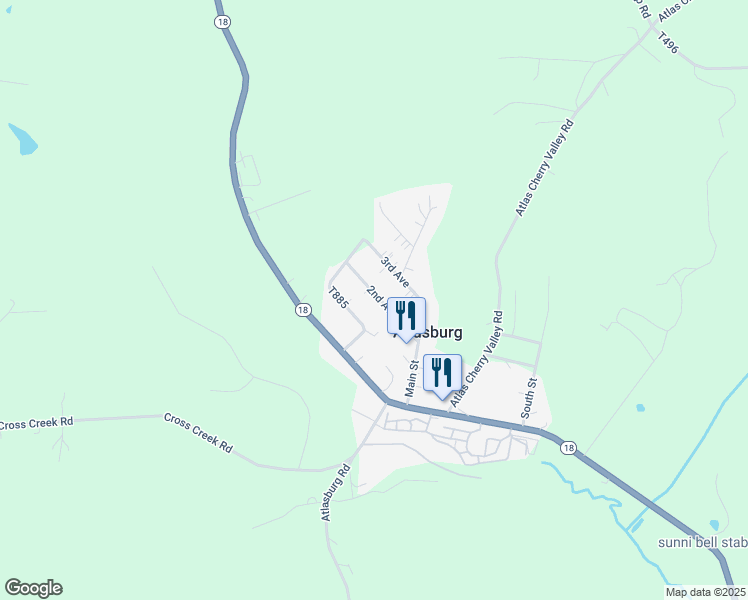 map of restaurants, bars, coffee shops, grocery stores, and more near in Atlasburg