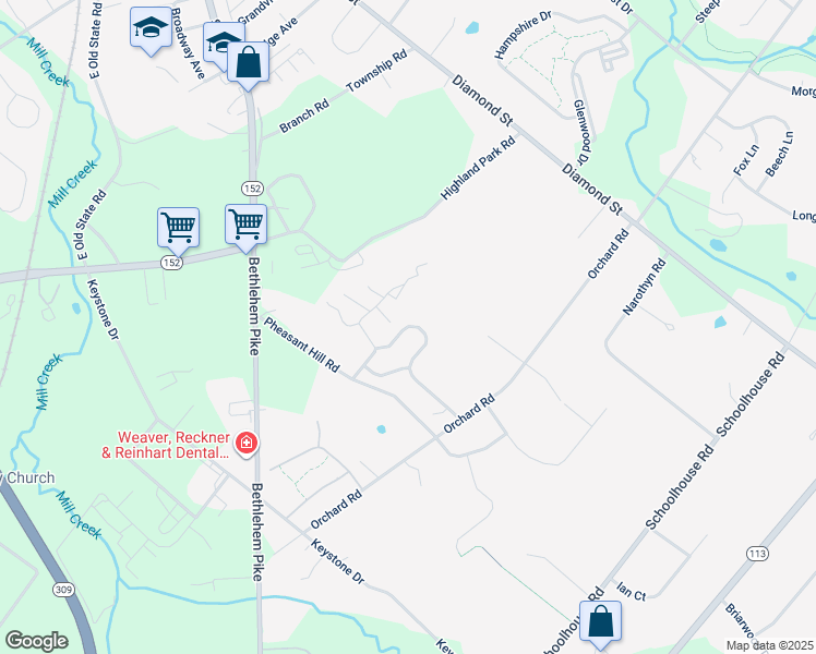 map of restaurants, bars, coffee shops, grocery stores, and more near 27 Williams Way in Sellersville