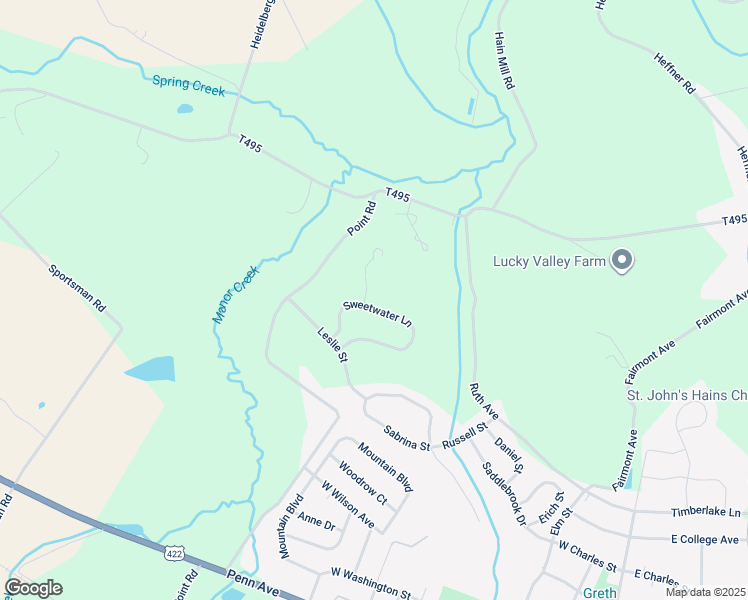map of restaurants, bars, coffee shops, grocery stores, and more near 61 Sweetwater Lane in Wernersville