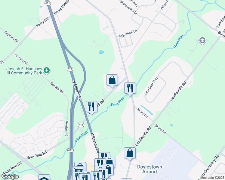 map of restaurants, bars, coffee shops, grocery stores, and more near 4000 Saw Mill Road in Doylestown