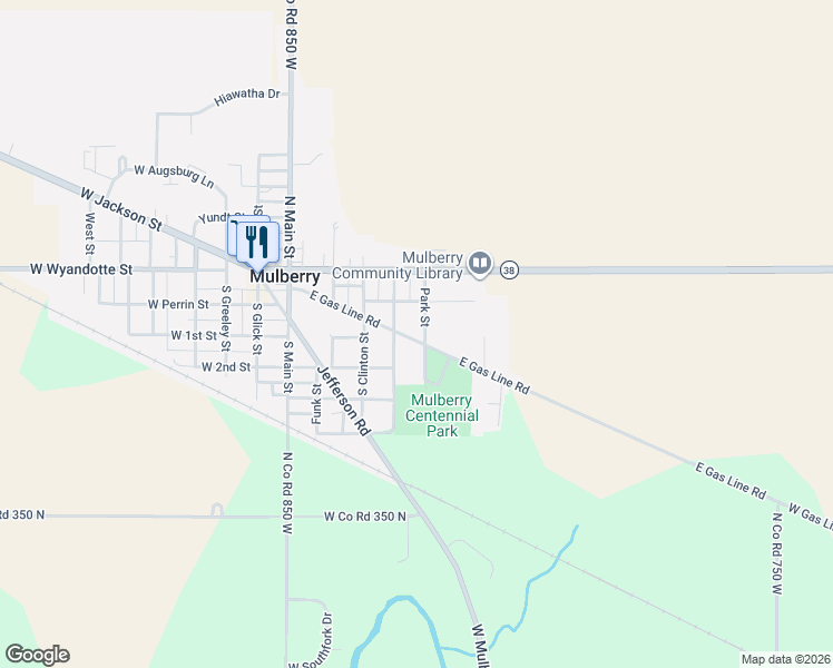 map of restaurants, bars, coffee shops, grocery stores, and more near 524 E Gas Line Rd in Mulberry