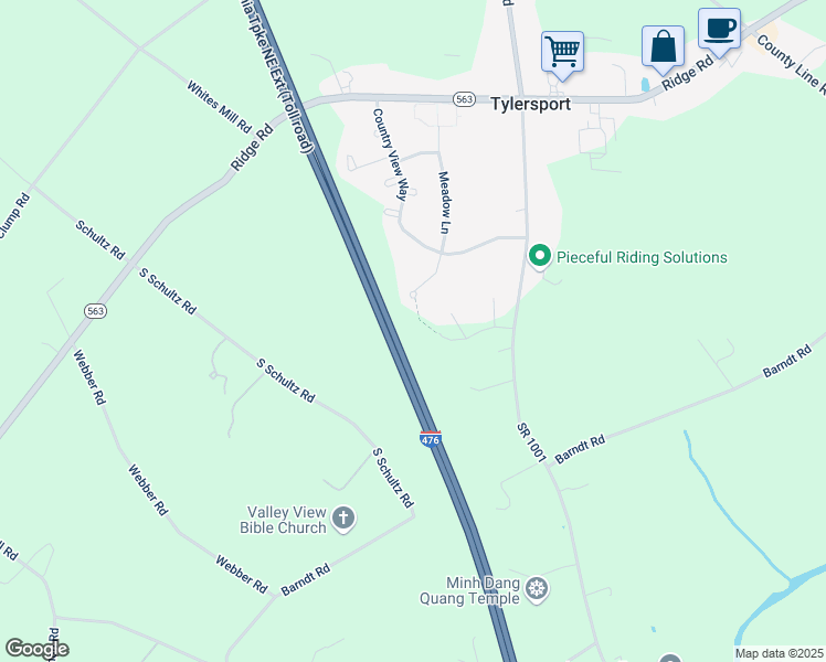 map of restaurants, bars, coffee shops, grocery stores, and more near 36 Voudy Rd in Telford
