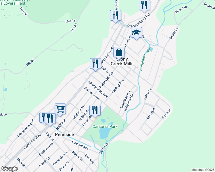 map of restaurants, bars, coffee shops, grocery stores, and more near 237 Melrose Avenue in Reading