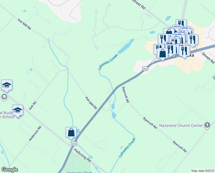 map of restaurants, bars, coffee shops, grocery stores, and more near 5482 York Drive in Doylestown