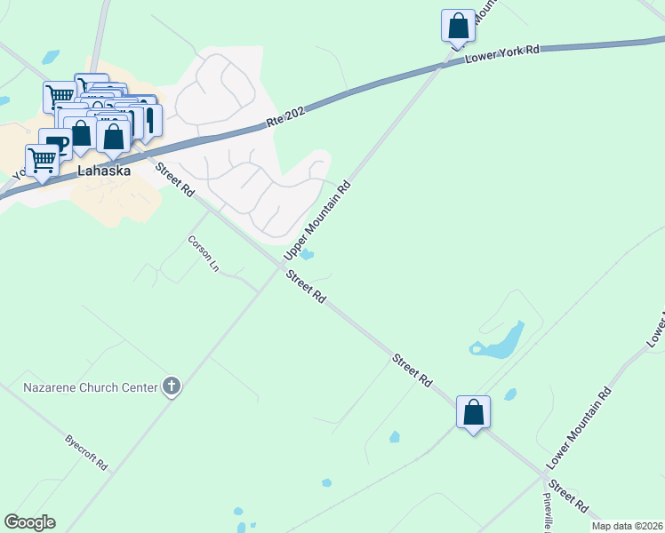 map of restaurants, bars, coffee shops, grocery stores, and more near 2103 Street Road in New Hope