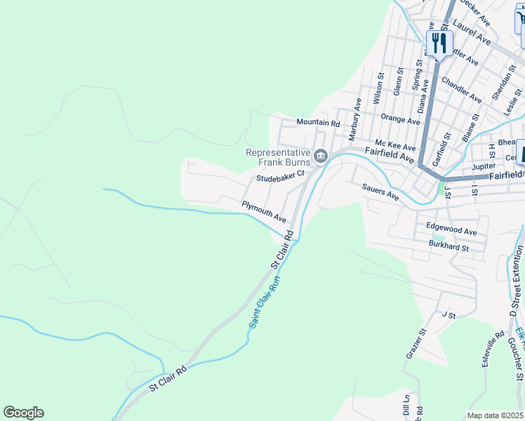 map of restaurants, bars, coffee shops, grocery stores, and more near 35 Plymouth Avenue in Johnstown