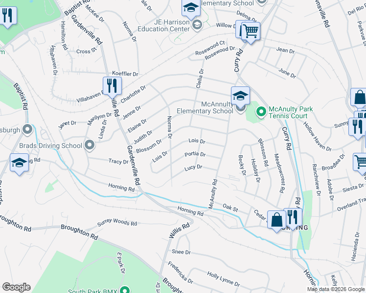 map of restaurants, bars, coffee shops, grocery stores, and more near 524 Portia Drive in Pittsburgh