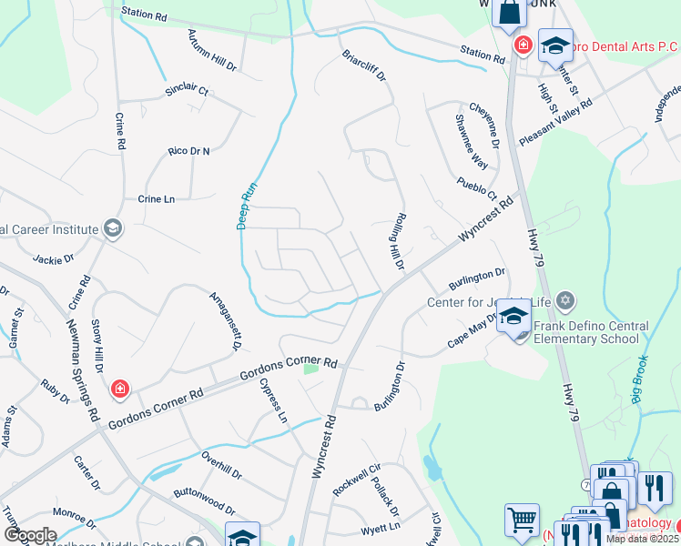 map of restaurants, bars, coffee shops, grocery stores, and more near 153 Scarborough Way in Marlboro