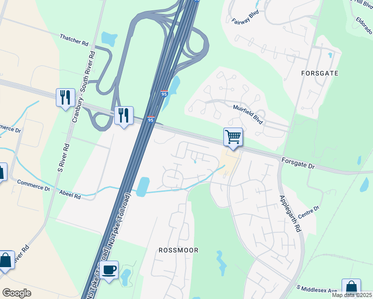 map of restaurants, bars, coffee shops, grocery stores, and more near Mount Vernon Road in Monroe Township