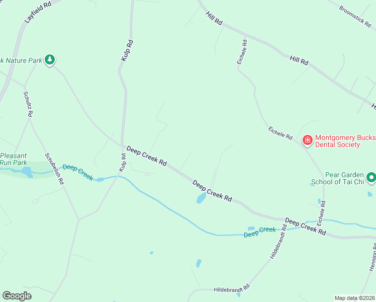 map of restaurants, bars, coffee shops, grocery stores, and more near 2327 Deep Creek Road in Perkiomenville