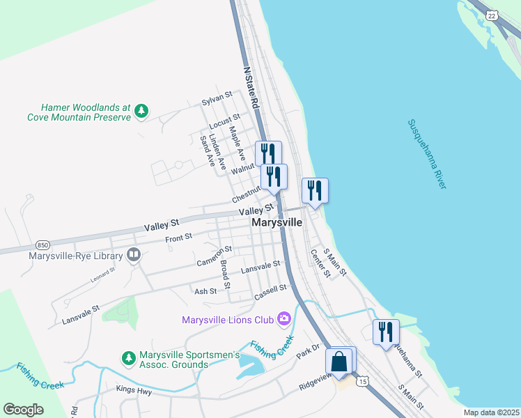 map of restaurants, bars, coffee shops, grocery stores, and more near in Marysville