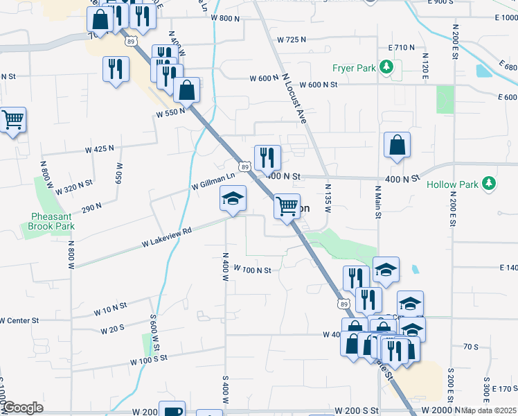map of restaurants, bars, coffee shops, grocery stores, and more near in Lindon