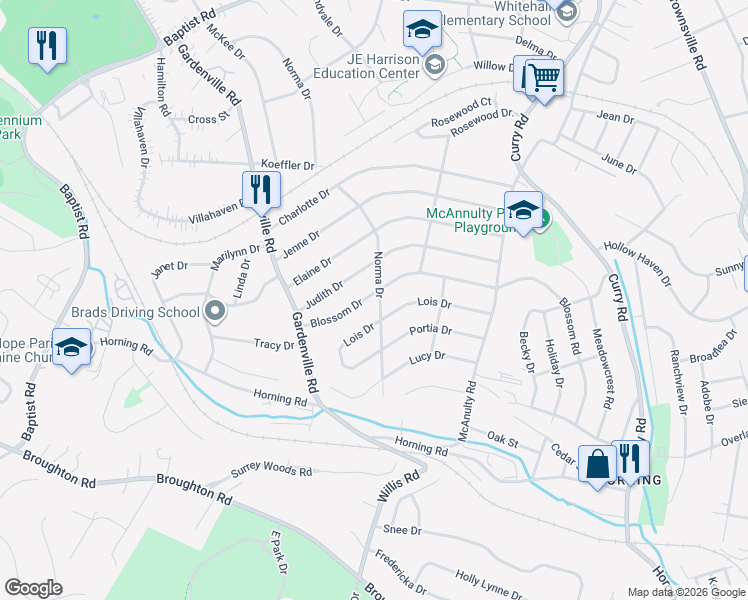 map of restaurants, bars, coffee shops, grocery stores, and more near 611 Blossom Drive in Pittsburgh