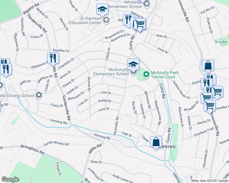 map of restaurants, bars, coffee shops, grocery stores, and more near 421 Blossom Drive in Pittsburgh